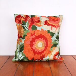 Crewel Embroidered Cushion Cover